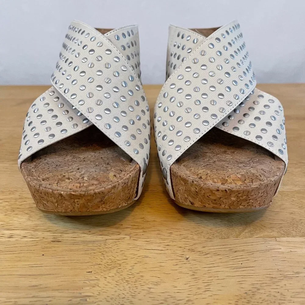 Lucky Brand White Miller Platform Cork Wedges